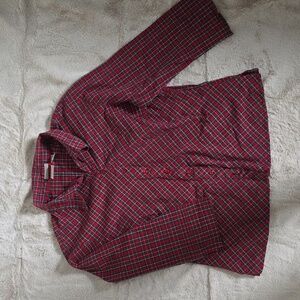 Fiorlini Vintage Washed Plaid Butyon Front Blouse Size Large